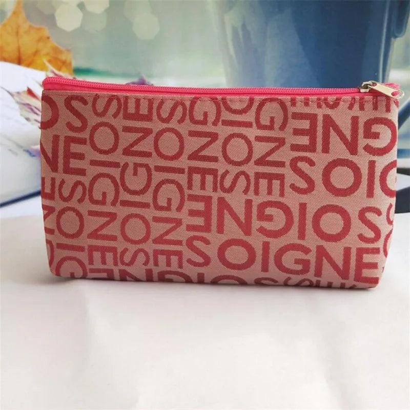 Women Cosmetic Bag Portable Cute Multi - function Beauty Zipper Travel Letter Makeup Bags Pouch Toiletry Organizer Holder Toiletry - Ammpoure Wellbeing