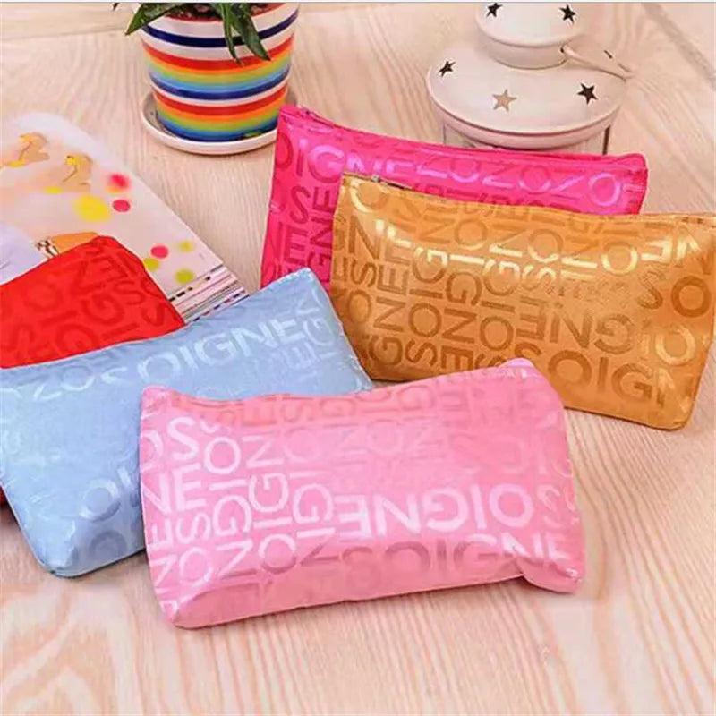 Women Cosmetic Bag Portable Cute Multi - function Beauty Zipper Travel Letter Makeup Bags Pouch Toiletry Organizer Holder Toiletry - Ammpoure Wellbeing