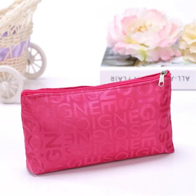 Women Cosmetic Bag Portable Cute Multi - function Beauty Zipper Travel Letter Makeup Bags Pouch Toiletry Organizer Holder Toiletry - Ammpoure Wellbeing