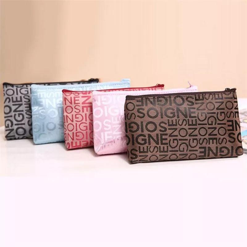 Women Cosmetic Bag Portable Cute Multi - function Beauty Zipper Travel Letter Makeup Bags Pouch Toiletry Organizer Holder Toiletry - Ammpoure Wellbeing