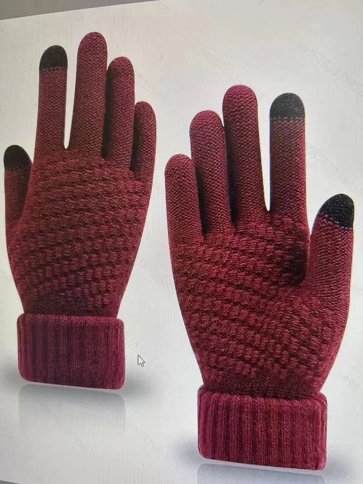 Women Men Warm Winter Touch Screen Gloves Stretch Classical Knit Mittens Wool Full Finger Outdoor Cycling Driving Glove - Ammpoure Wellbeing