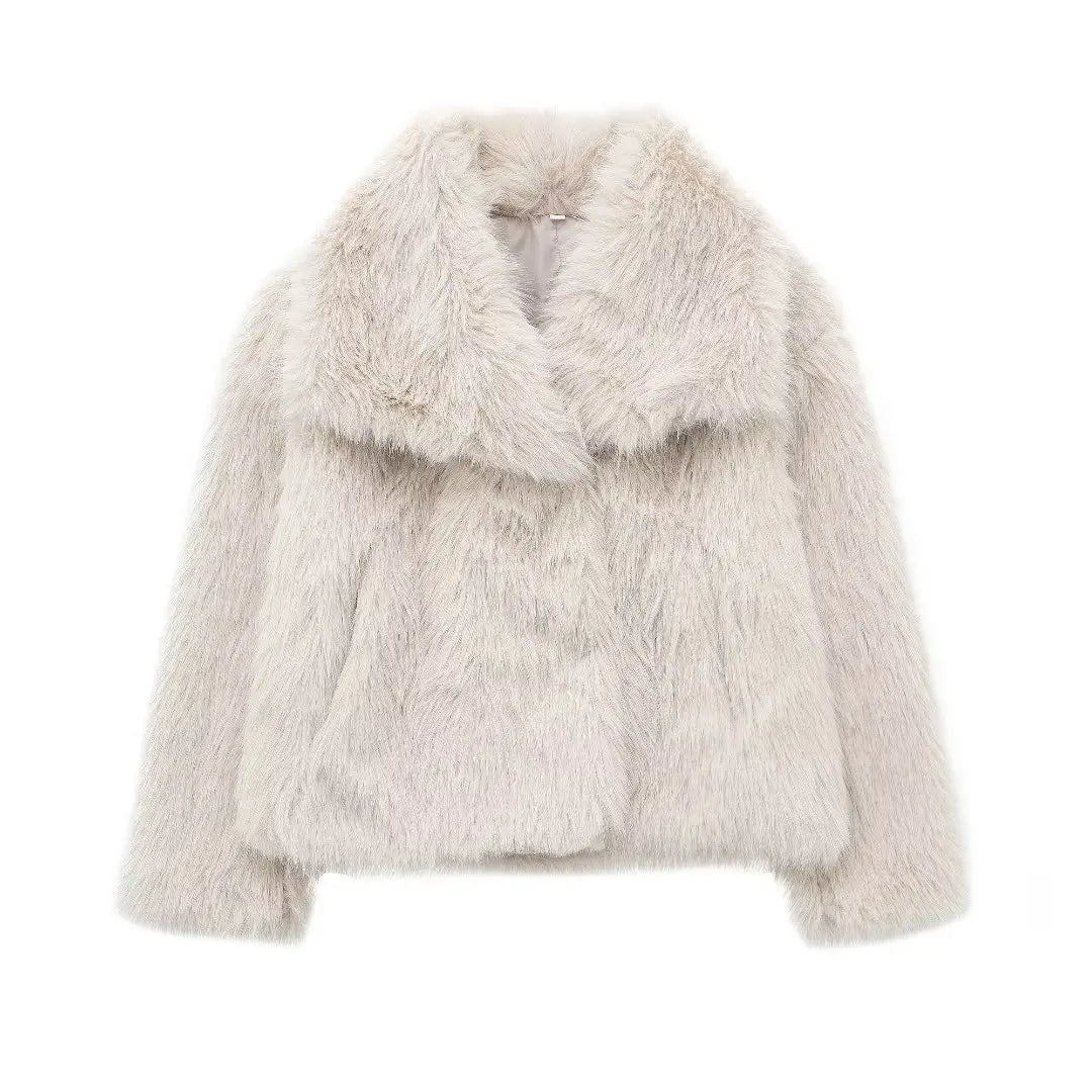 Women's 2023 Winter New European and American Style Artificial Fur Effect Short Jacket 4360240 712 - Ammpoure Wellbeing