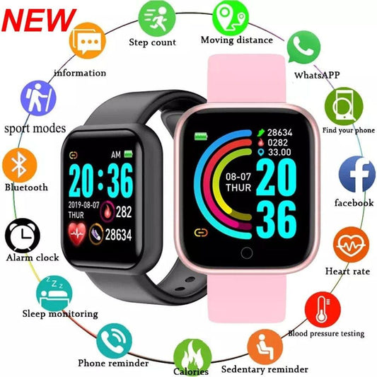 Y68 Smart Watch Heart Rate Blood Pressure Blood Oxygen Monitoring Multi - Function Reminder Sleep Monitoring - Ammpoure Wellbeing